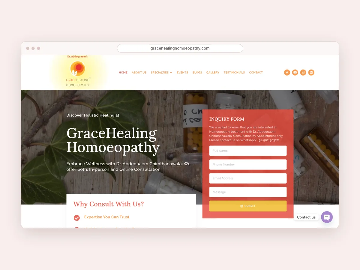 GraceHealing Homoeopathy website