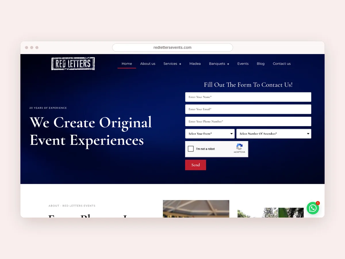 Red Letters Events website
